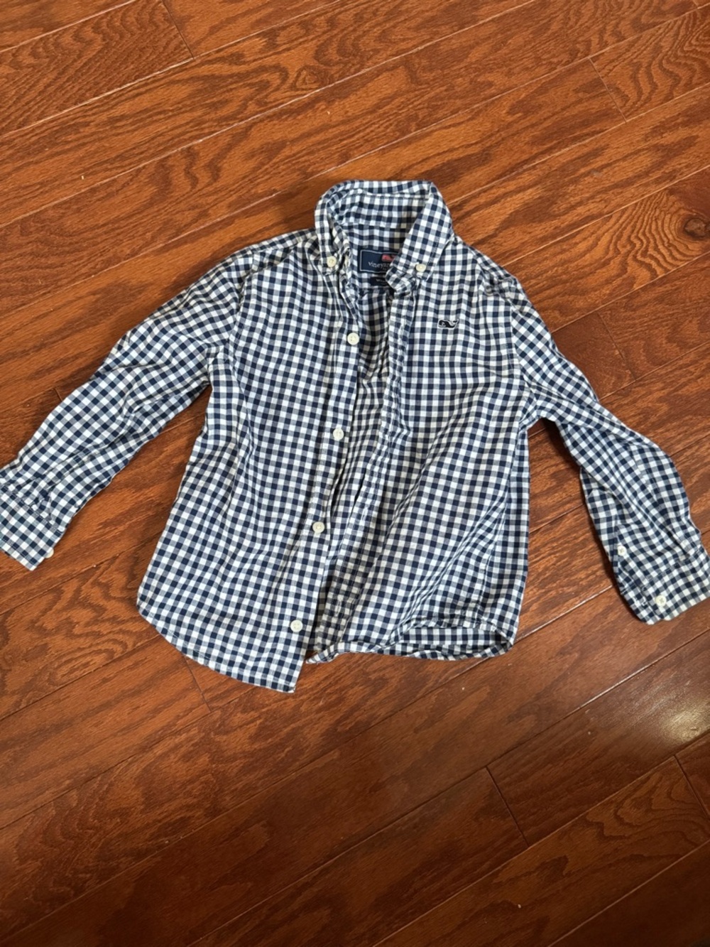 Vineyard Vines Navy & White Gingham Boys Button-Down Shirt